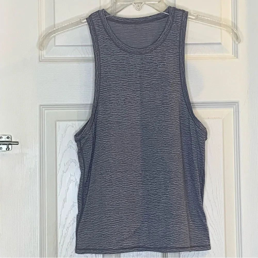 Lululemon Squad Goals Tank Sheer Luon Pebble Jacquard Gray Black Size 8